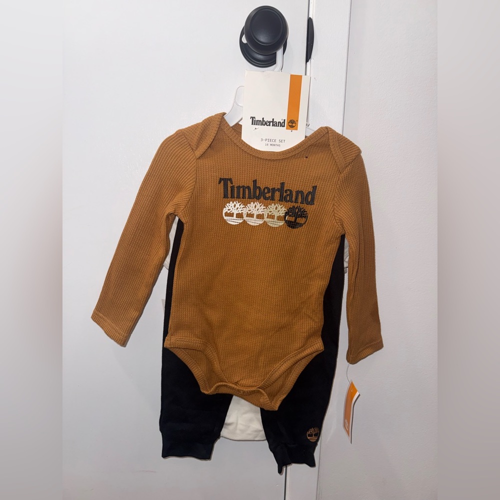Timberland Brown and Black 3 Piece Baby Set